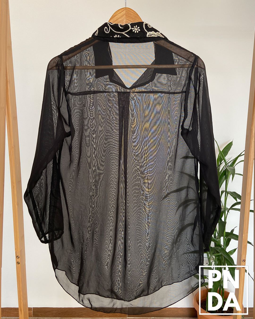 Camisa Negra transparente Seda