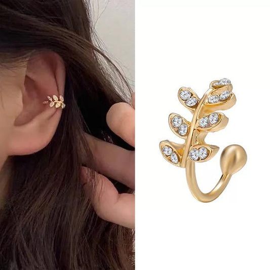 EAR CUFF CRISTAL HOJITAS DORADO