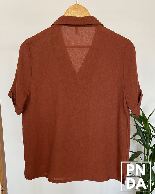 Camisa de lino ladrillo REINA