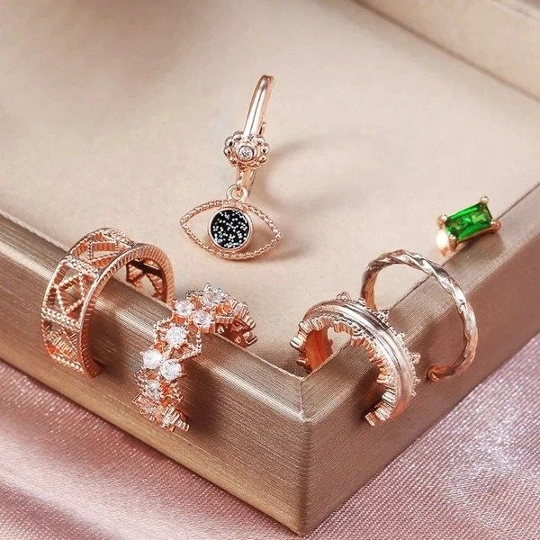 SET CRISTAL EYE 6 PCS ROSE GOLD