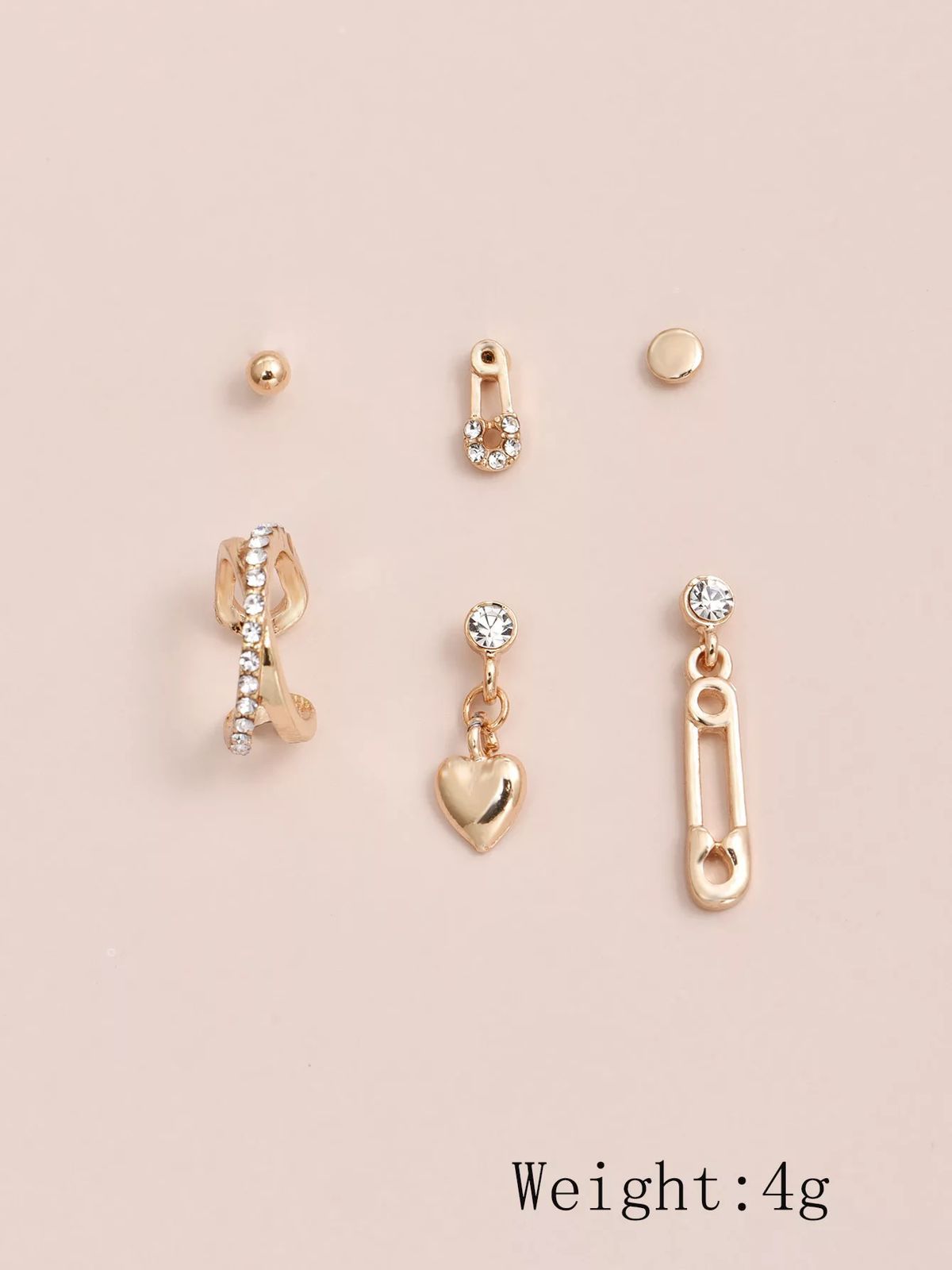 SET EAR CUFF HEART BLING