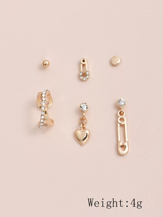 SET EAR CUFF HEART BLING