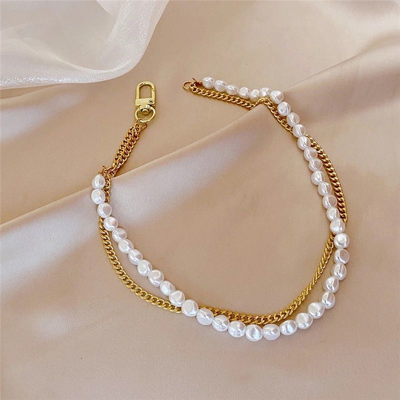 COLLAR PEARL GLAM DOBLE CADENA OLD