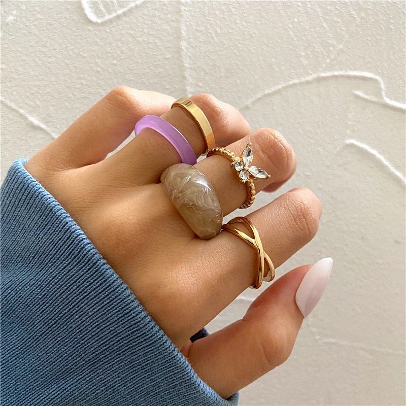 SET ANILLOS MINIMALIST PURPLE