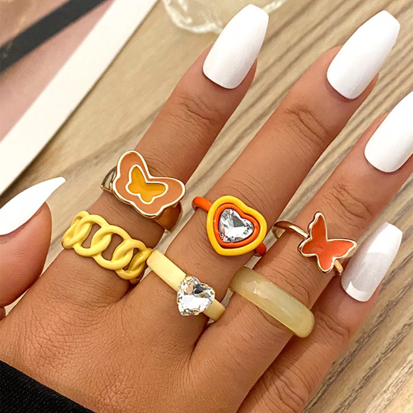 SET ANILLOS POP YELLOW