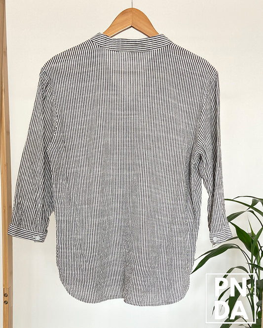 Camisa stripe blanco y negro sin cuello 3/4 MARE