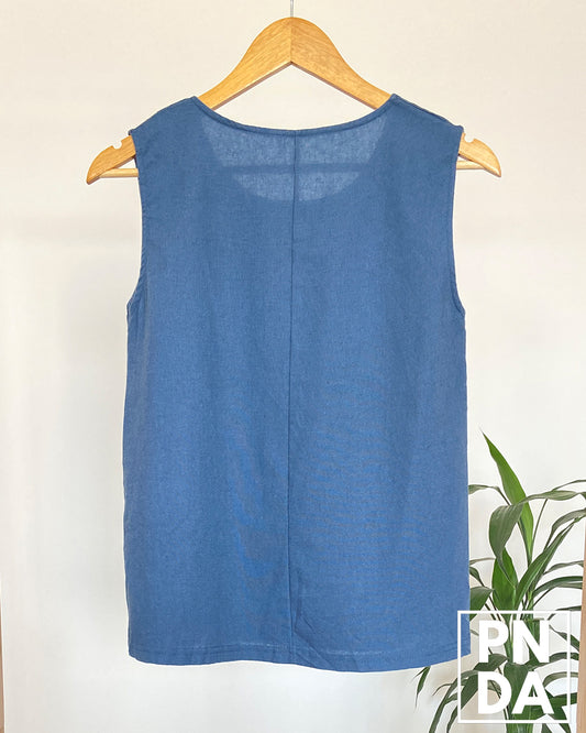 blusa lino azul pastel Sellys