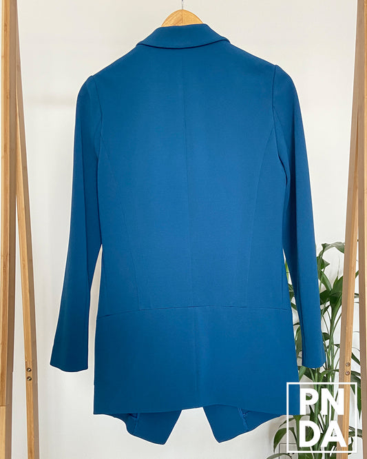 Blazer largo azul turquesa Bytrendview