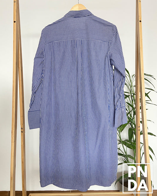 Vestido camisa Líneas azul Mixxo