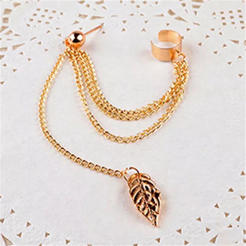 EAR CUFF CADENA HOJAS