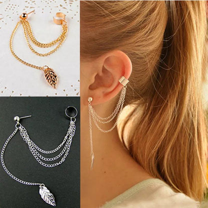 EAR CUFF CADENA HOJAS