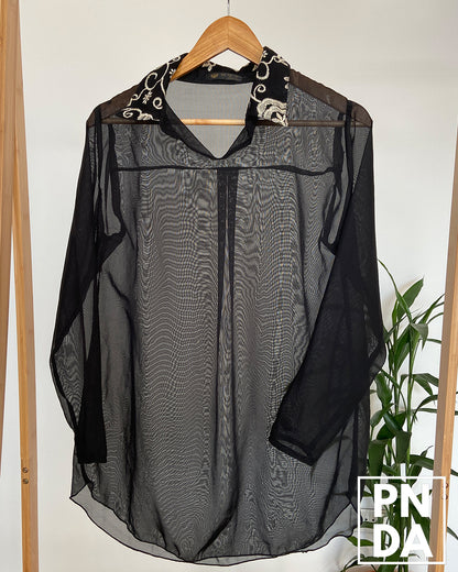 Camisa Negra transparente Seda