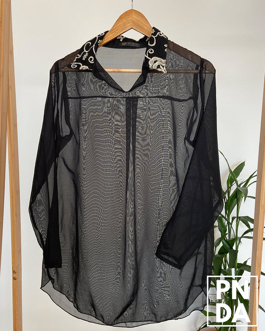 Camisa Negra transparente Seda
