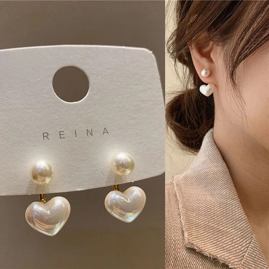 ARETES CORAZON PERLA