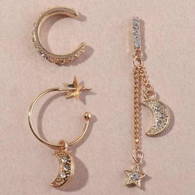 SET  EAR CUFF STAR MOON 3 UNID