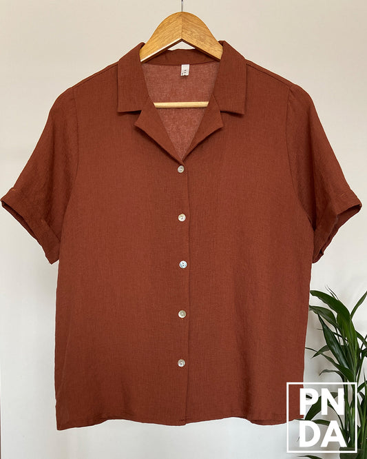 Camisa de lino ladrillo REINA