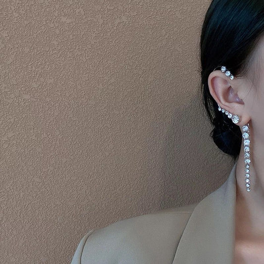 EAR CUFF  CRISTAL GLAM SILVER