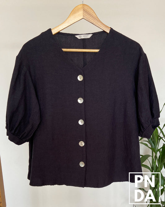 Camisa coreana de lino azul oscuro AROUND 101