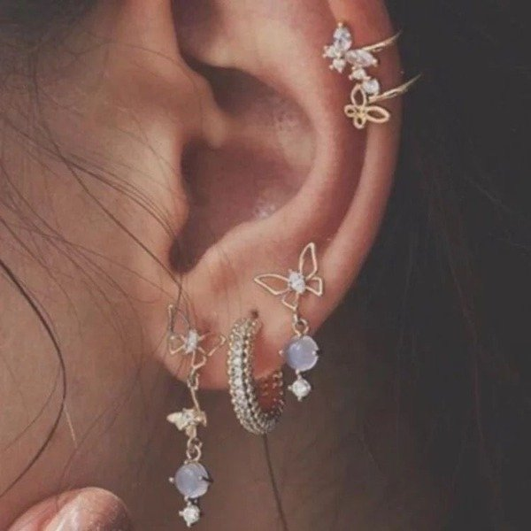 SET EAR CUFF BUTTERFLY PEARL 5 PCS