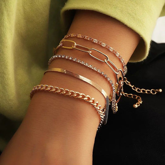 SET MANILLAS GLAM GOLD 5 UNIDADES