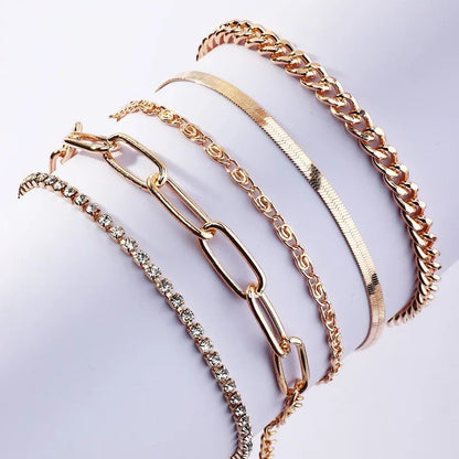 SET MANILLAS GLAM GOLD 5 UNIDADES