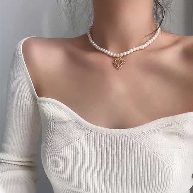 COLLAR PEARL GLAM HEART