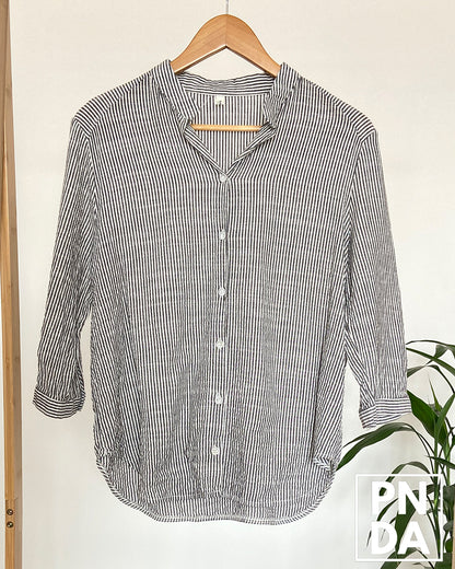 Camisa stripe blanco y negro sin cuello 3/4 MARE