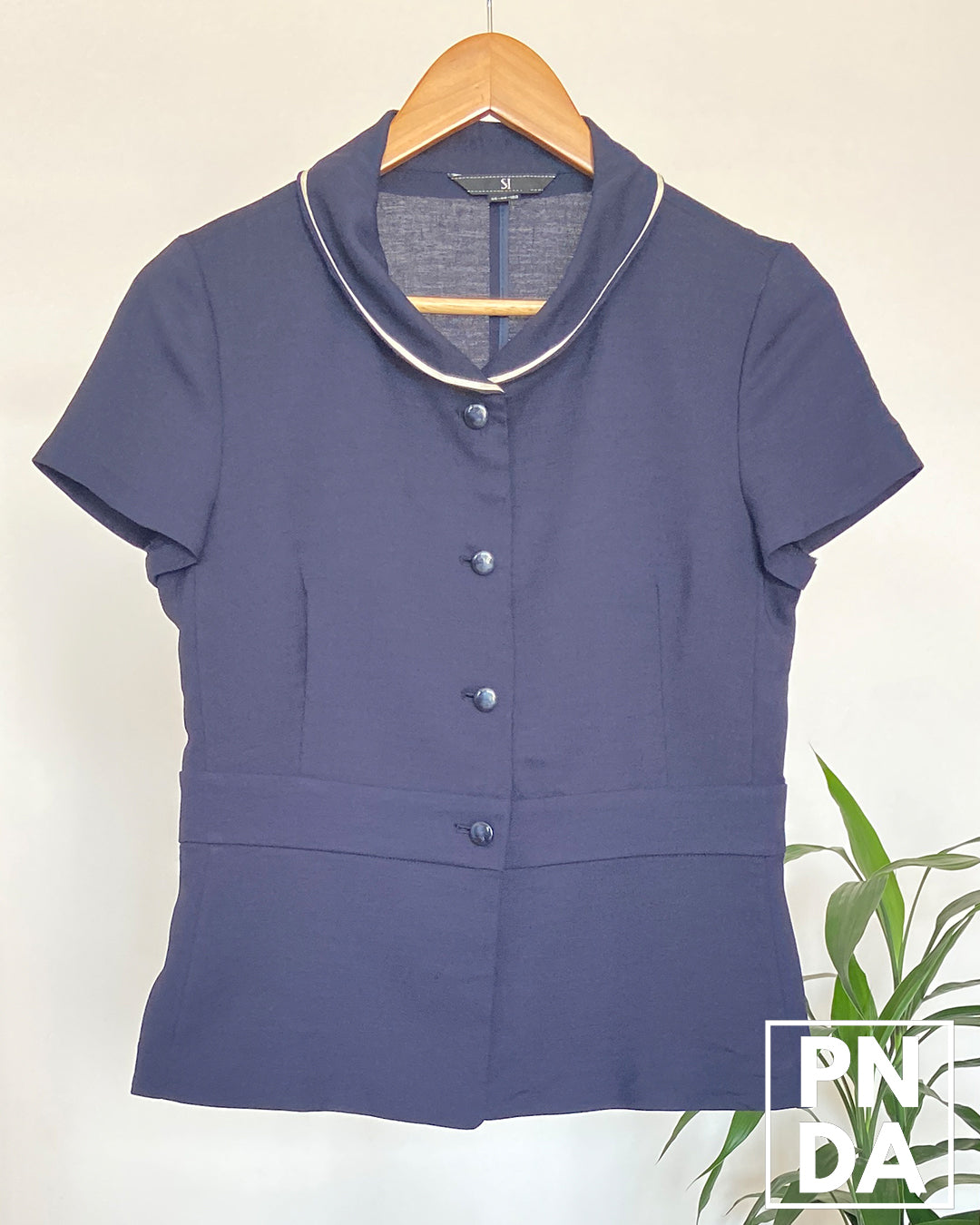 camisa azul marino mangacorta Si
