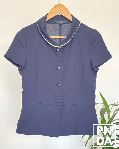 camisa azul marino mangacorta Si
