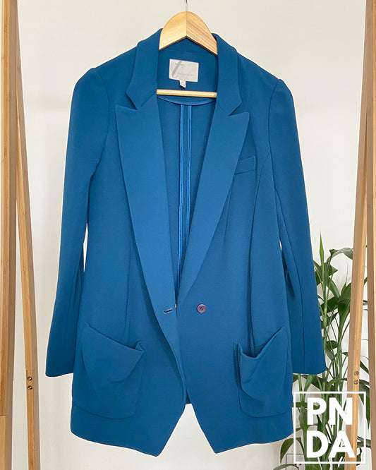 Blazer largo azul turquesa Bytrendview