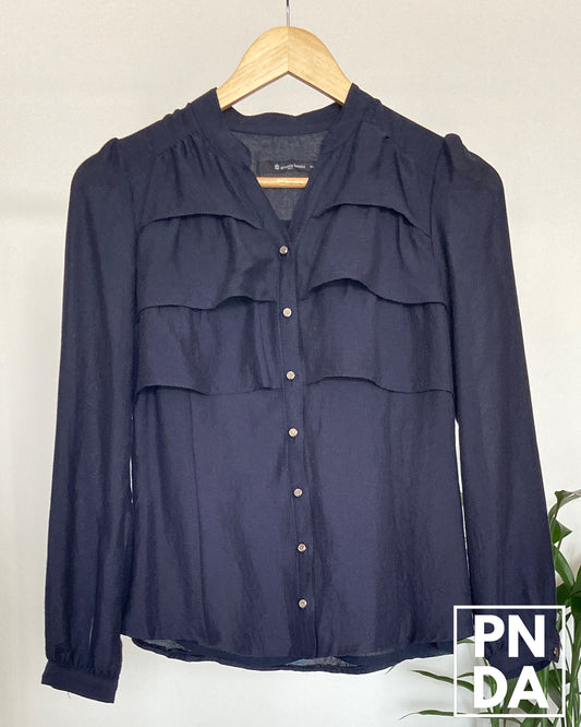 Camisa mangalarga con detalle azul marinobassini