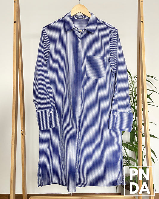 Vestido camisa Líneas azul Mixxo