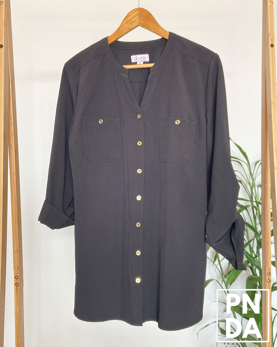 Camisa mangalarga negra con 2 bolsill0s d&co