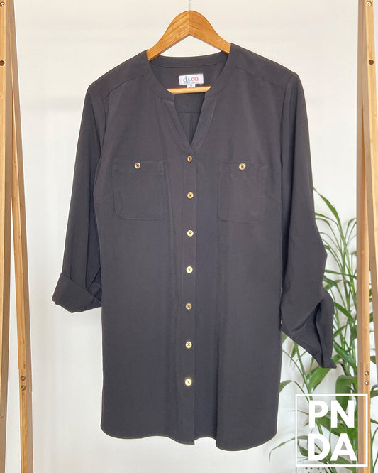 Camisa mangalarga negra con 2 bolsill0s d&co