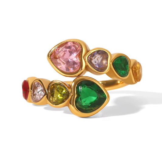 Anillo Vintage Corazón Colores