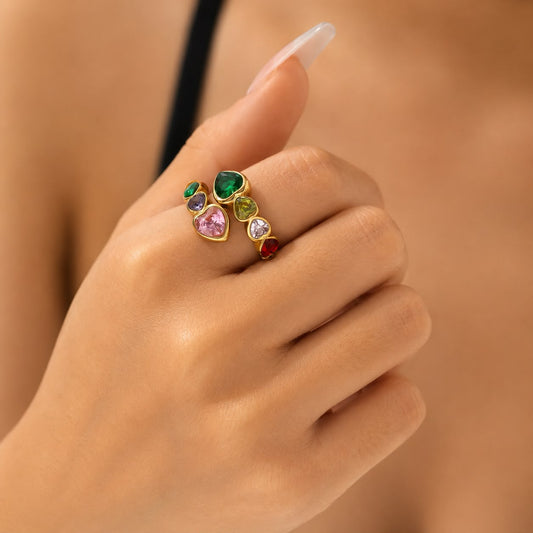 Anillo Vintage Corazón Colores